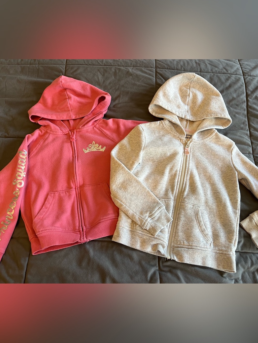 jumping beans Girls' Zip Hoodies in Pink and Light Gray
